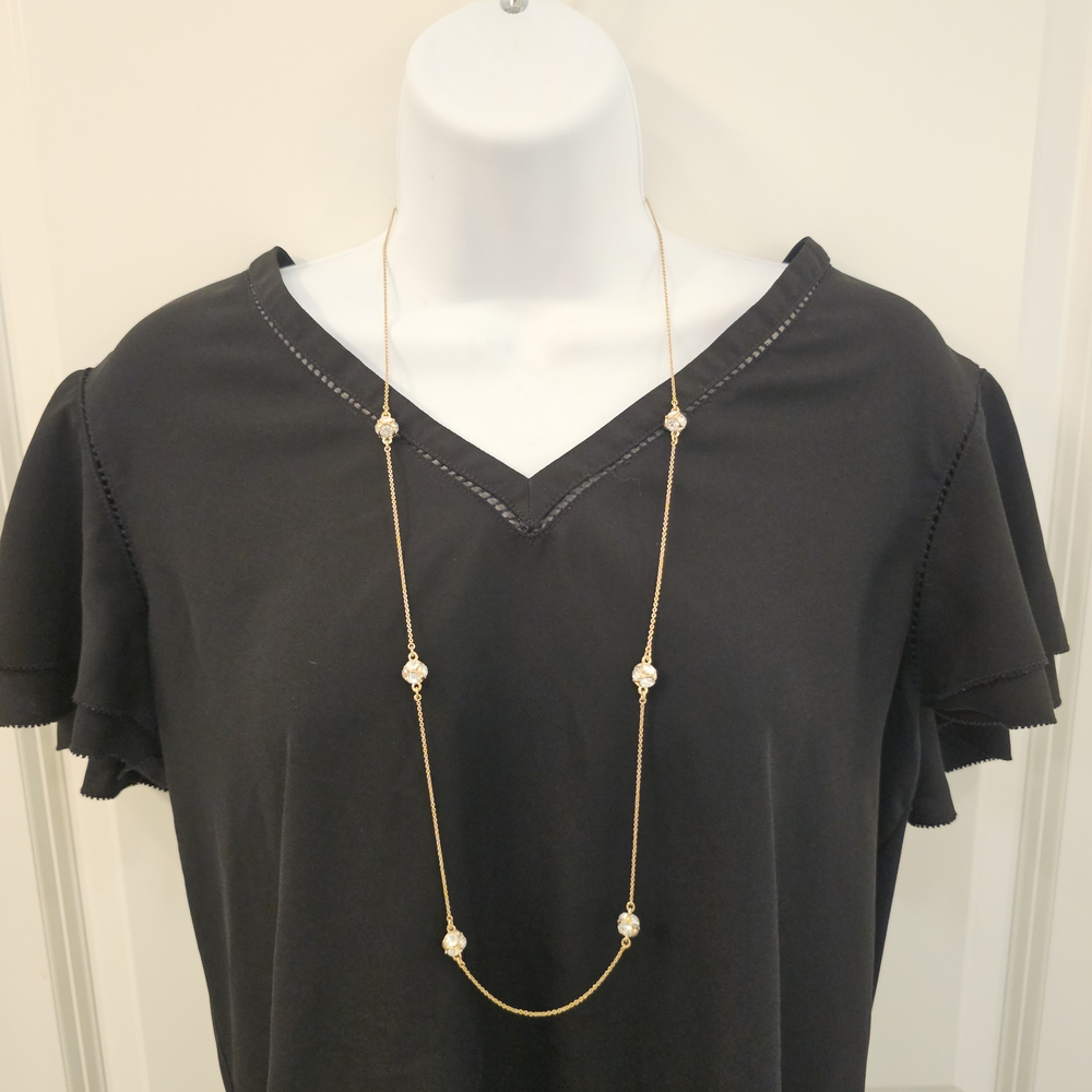 Kate Spade Women's Gold Necklace 32-25" w/ 6 decorative balls | OS
